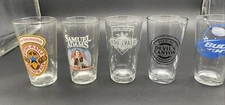 Lot Of 5 Branded Beer Pint Glasses - Newcastle,Samuel Adam’s, Devil Cannon, Bud