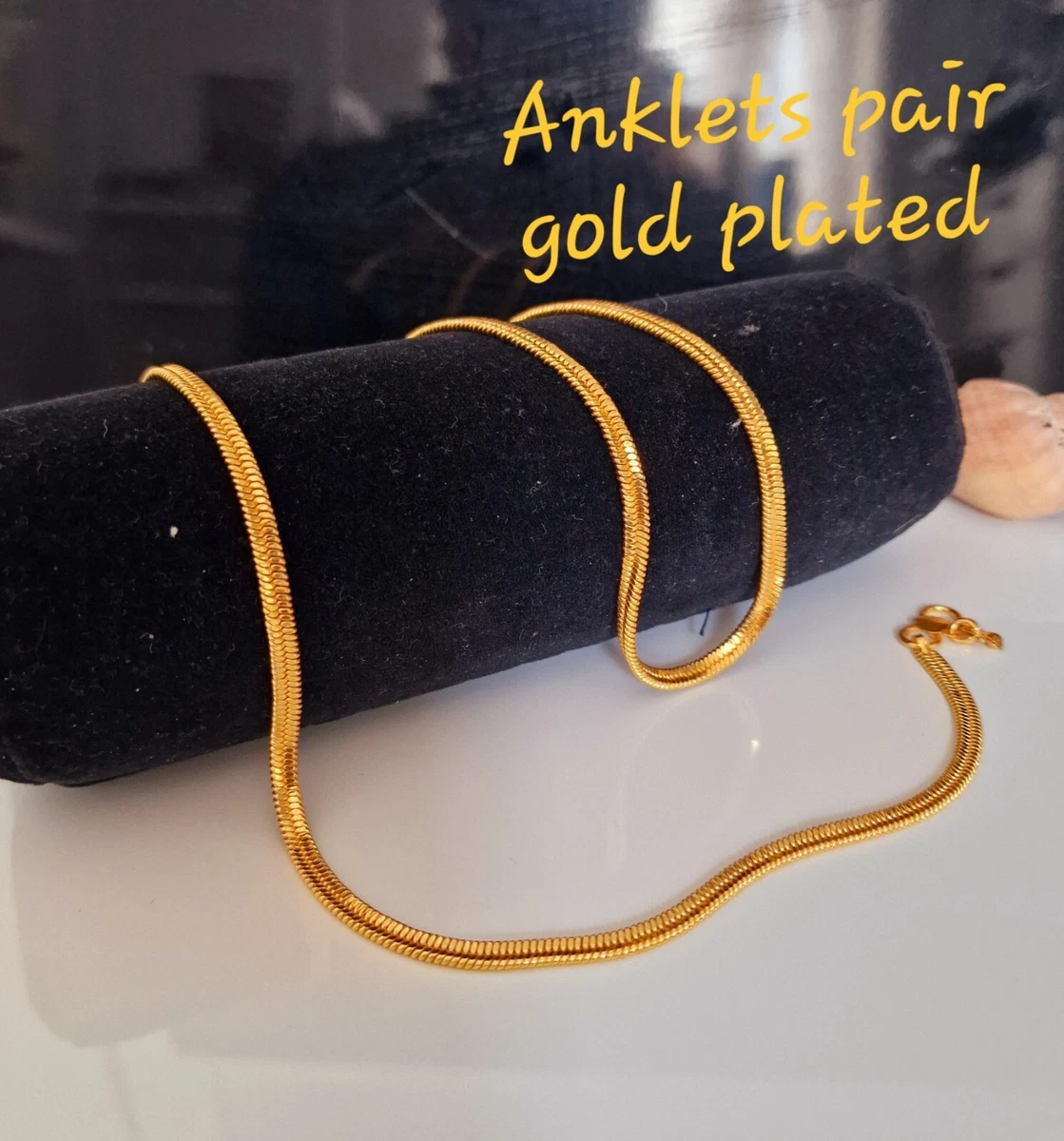 22CT GOLD PLATED LEAF ARRIVAL INDIAN PAKISTANI PAIR ANKLET PAYAL