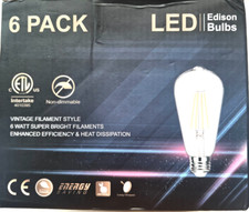 LED Edison Bulb, Vintage Filament Style 6W Super Bright Pack of 6