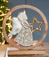 Gilde Mangoholz Kreis Engel Mit Stern 26 Cm Metall Skulptur Weihnachtsdeko 24734