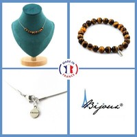 Schmuckset Armband Halskette 10 Tigerauge Perlen 6 Mm. Kette In GrößE P