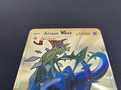 pokemon metal gold card arceus vmax 10000 Arceus Vmax DIY Golden Pokemon Cards in Spanish Iron Metal Pokmo –  NairoMarket main image 1