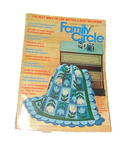 Family Circle Magazine OCT 1974 Quilt Fuzzy Bunny Pattern Vintage Craft Sewing