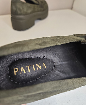 Patina Zoe Suede Loafers Dark Olive Green Portland Leather Mens Size 9.5 PATINA Zoe Chunky Loafer Olive Green Suede Leather Shoes  main image 3