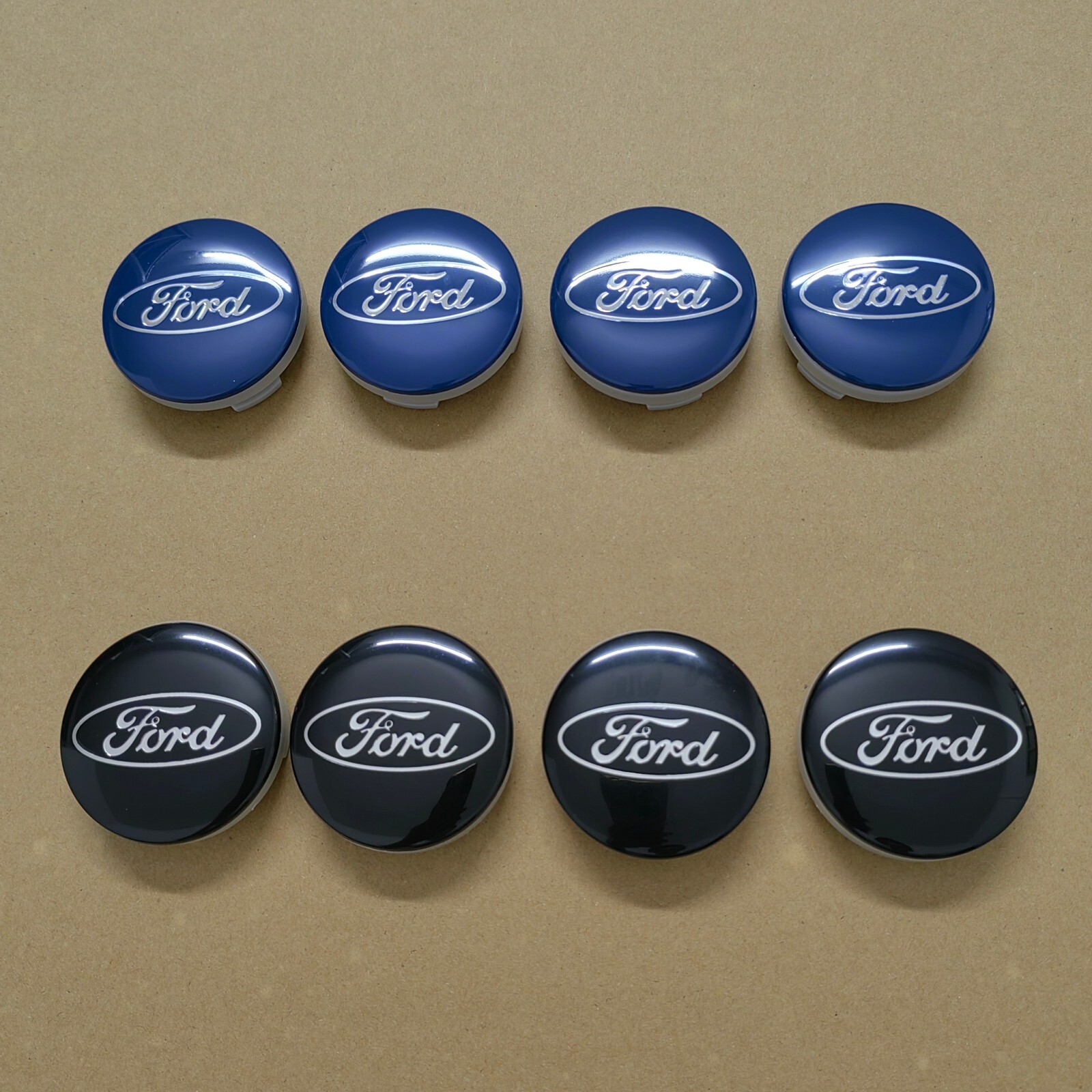 (4) Black Blue Ford Wheel Center Hub Caps 54mm Rim Emblem Hubcap Cover