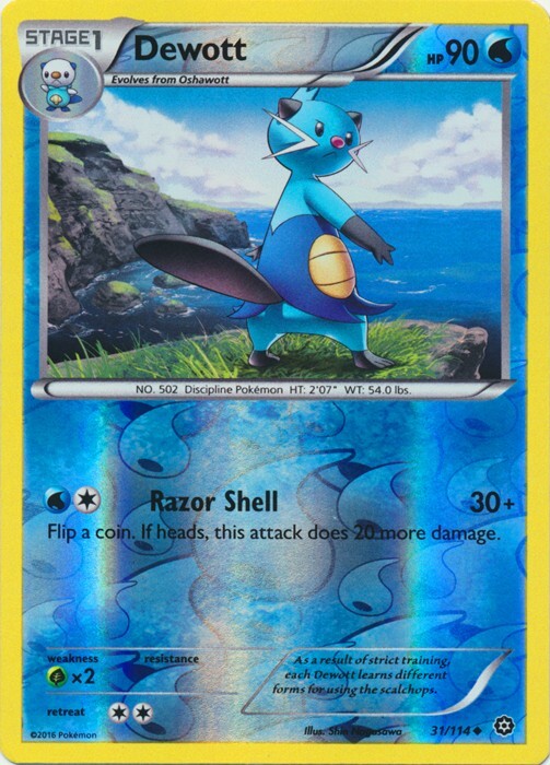 Dewott 31/114 Reverse Holo Steam Siege Pokemon Card NM