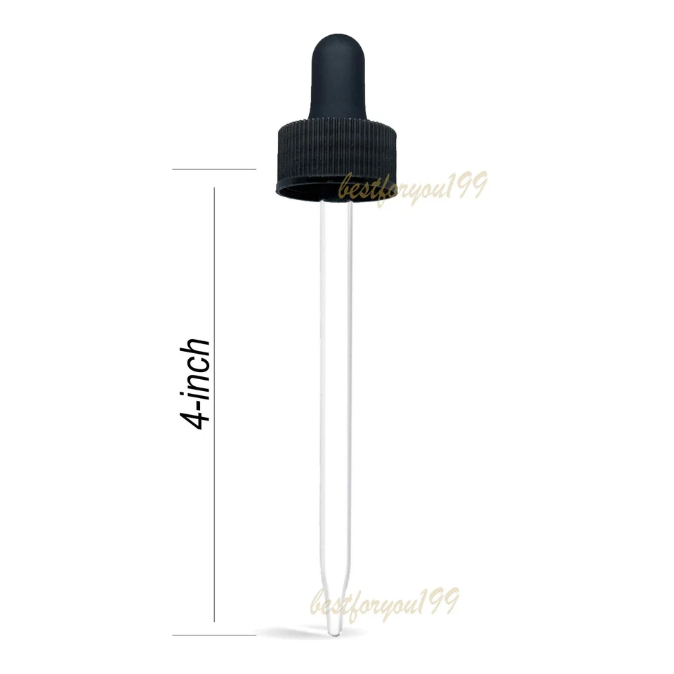 Cuentagotas de vidrio 4 oz/120 ml aceites esenciales botellas de vidrio 22-400 tapas cuentagotas negras Foto 2 de 3