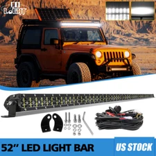 52"INCH 1200W Led Light Bar Spot Flood Combo Offroad Driving 4X4 Truck ATV 51