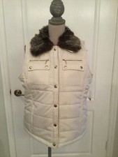 Princess Cruise Sleeveless Ivory W/removable Faux Fur Collar Vest  Size L *nwt*