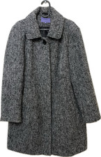 Autonomy Over Coat Black Grey Boucle Pockets Mid Length Button Size 18