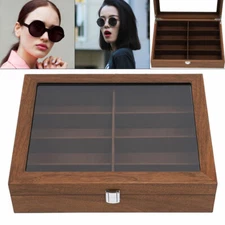 8/12 Slot Wood Eye Glasses Case Storage Cover Eyewear Display Box Organizer New
