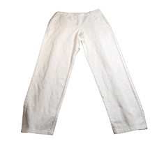 Eileen Fisher Womens Size 2 organic cotton tapered ankle white pants Stretch 03