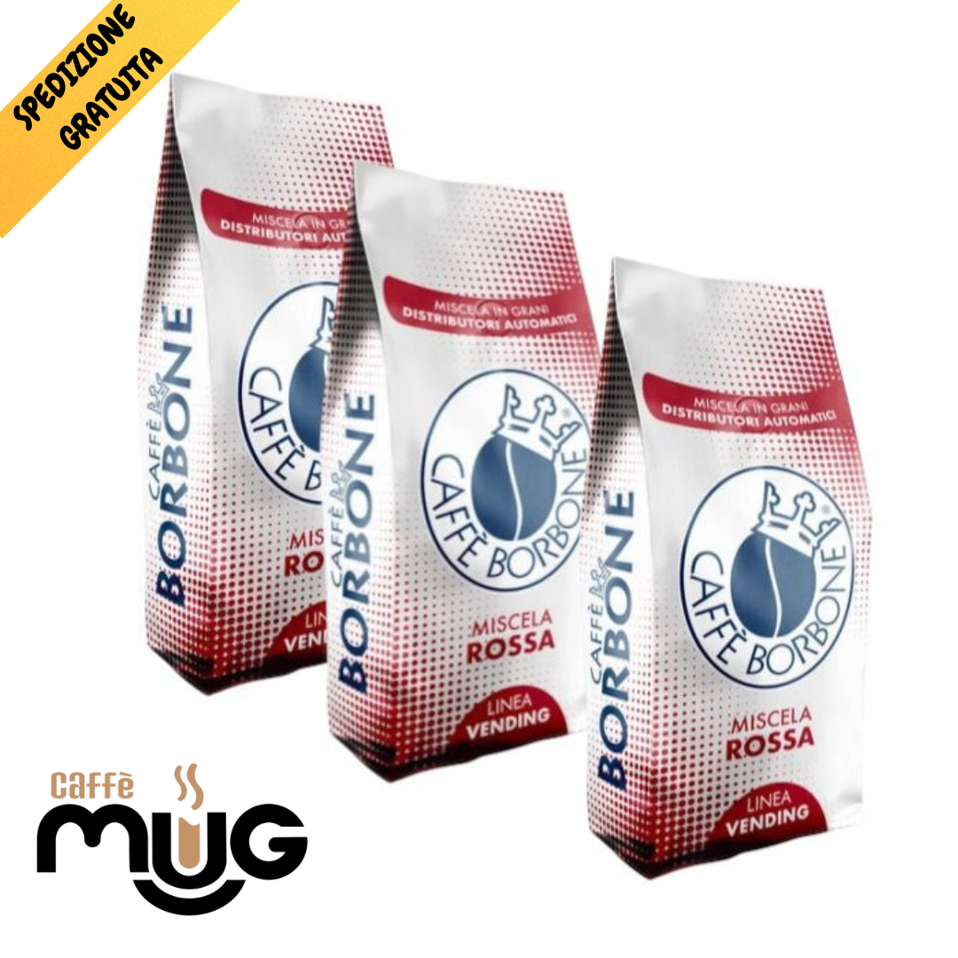 3 Kg 3 buste Caffè Borbone Grani Chicchi Miscela Rossa Red Vending Bar Originale
