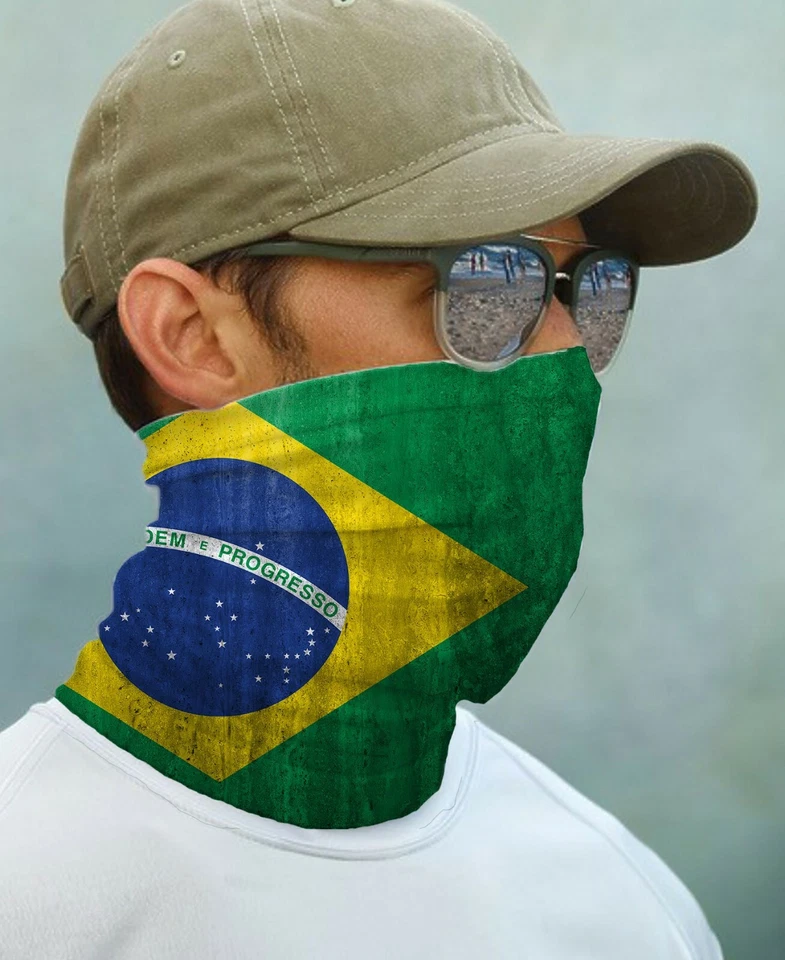 PARAGON SUN GAITER Flag Brazil UPF 50+ UV Protecter Fishing Sport Outdoor Face Neck Mask