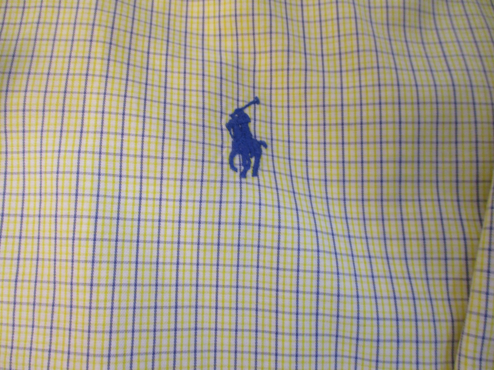 Ralph Lauren Camicia Uomo Large 17 32 33 Giallo Blu Pony Check Manica Lunga
