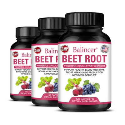 Beet Root Capsules - Supports Health Blood Pressure, Improve Blood Flow,30-120ct