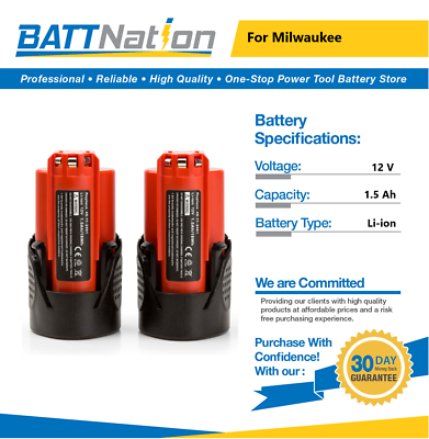 #ad #ad 2x 12V 1.5Ah Li ion Battery for Milwaukee M12 48 11 2401 48 11 2402 $38.45