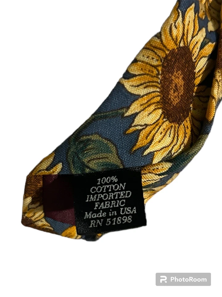 Corbata de algodón American Eagle Estados Unidos Sun Flowers Leave amarillo azul Foto 4 de 4