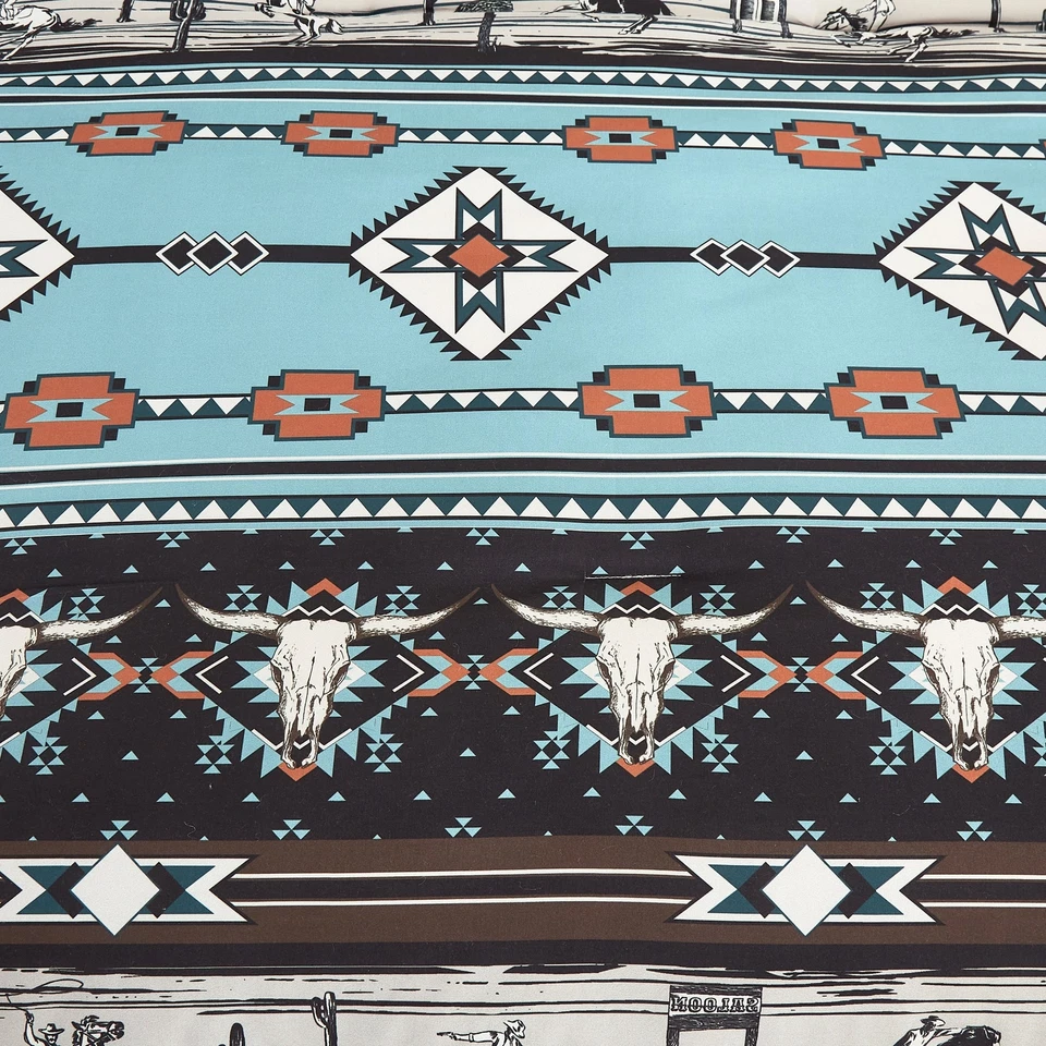 Juego de edredón de microfibra estampado rodeo vaquero Sawyer colección Chezmoi Foto 4 de 4