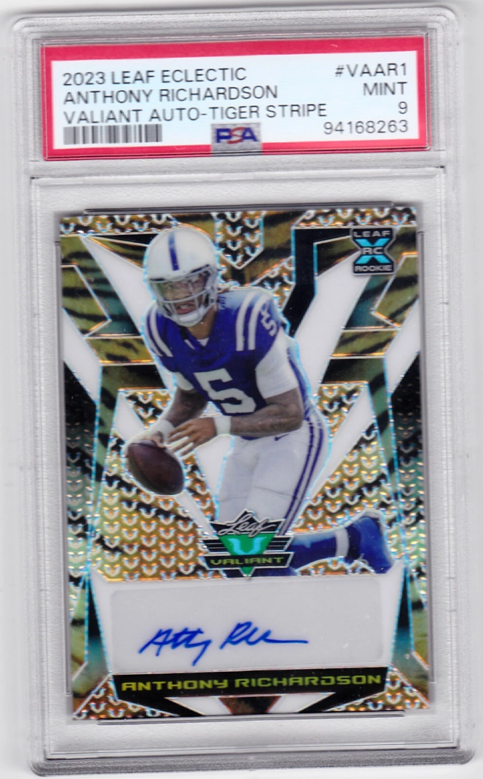 Anthony Richardson Leaf Eclectic Valiant Autographs #VAAR1 Tiger Stripe