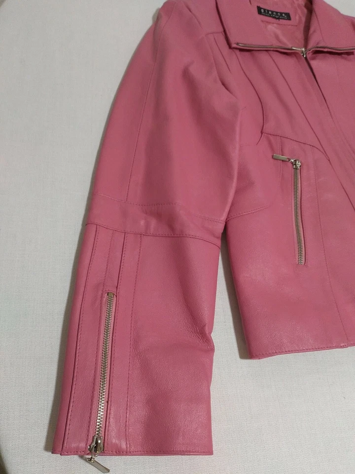 Винтажная кожаная мотокуртка Giacca A Gallery Company ярко-розовый размер XL - Изображение 3 из 4