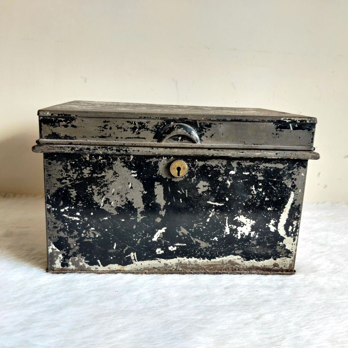 Antique Chubb's Patent Jewellery Chest Tin Treasure Strong Box