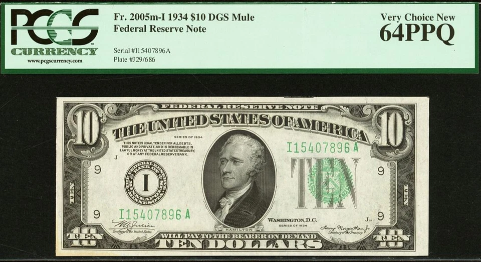 1934 $10 Federal Reserve Note PCGS 64PPQ - Minneapolis Mule - Fr 2005-Im - Image 3 of 4