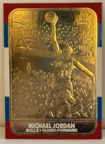 1997-98 Michael Jordan fleer '86 rookie Black 23 Kt Gold Red/White/Blue Border - Picture 2 of 5