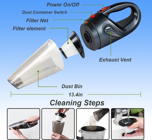Vacuum Cleaner Dust Buster Handheld Vacuum Cordless Charging for Home Car 8000Pa - Picture 7 of 12