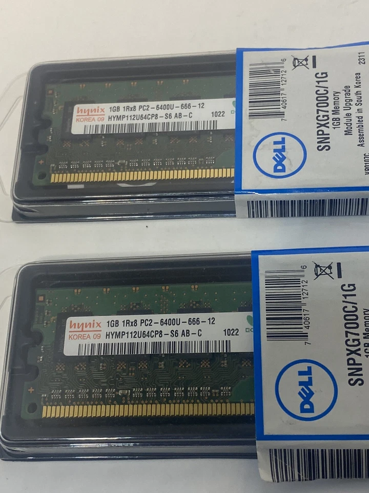 PC2-6400 DELL SNPXG700C/1GB HYNIX HYMP112U64CP8-S6 AB-C Kit (2X) - Image 3 of 4