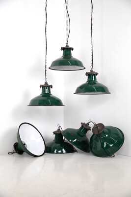 XL Vintage Industrie Grün Emaille SIMPLEX Fabrik Pendelleuchte Lichtschirm