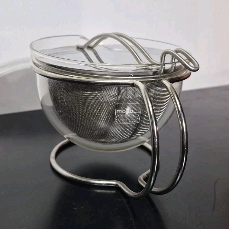 mono Stainless Steel Glass Reusable Tea Strainer Round Silver Clear