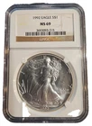1992 American Silver Eagle $1 Dollar Coin One Troy Ounce 0.999 Fine NGC MS69