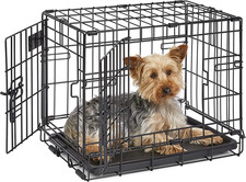 18-Inch Icrate for Tiny Breeds, up to 10 Lbs, Double Door Folding Dog Crate with