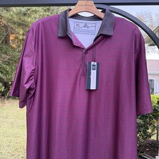 Boston Scott golf polo Links Collection Men's XL. Gray Raspberry Striped NWT 725