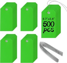 500 Pieces Plastic Shipping Tags with Wire Waterproof Hang Tags Heavy Duty Label