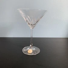 PRINCESS HOUSE VIGNETTE ETCHED CRYSTAL MARTINI GLASS with sticker