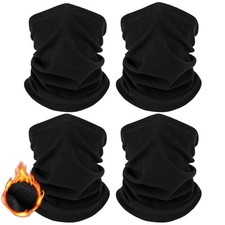 4 Pack Winter Neck Warmer, Neck Gaiter Ski for Men  Women, Soft Fleece Black
