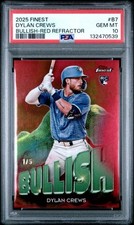 2025 Topps Finest DYLAN CREWS Bullish RED 1/5 RC SSP PSA 10 POP 1 1ST TO PRINT