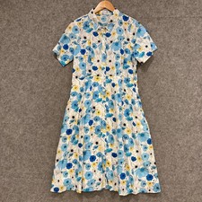 Victoria Hill Womens Dress 10 Multicolour Floral Short Sleeve Pockets Button