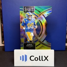 2023 Panini Select-Premier Level Aaron Donald #113 Green & Yellow Prizm Die-Cut