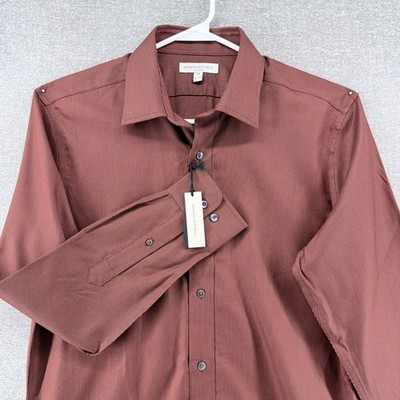 Banana Republic Standard Shirt Men Size Medium Brown Rusted Long Sleeve NEW