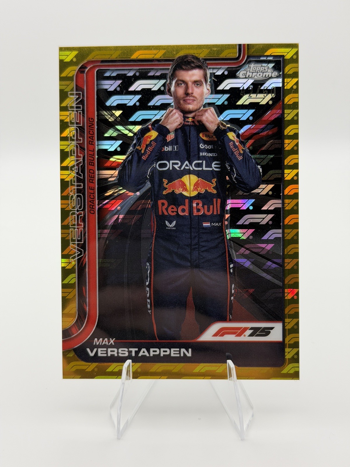 2025 Topps Chrome Formula 1 F1 Max Verstappen Portrait Gold Logofractor  42/50