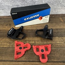 Pedales de bicicleta de carretera sin clip Exustar E-PR15 9/16 negro par de tacos 519 g caja EPS nuevos