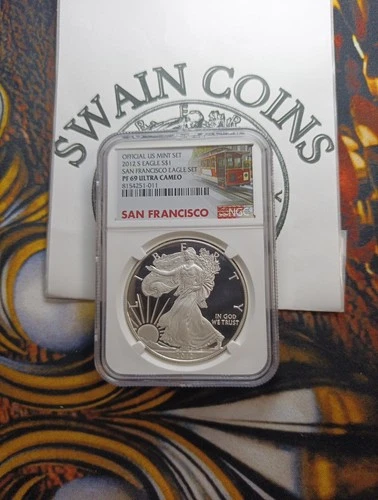 2012 S American Silver Eagle NGC PF 69 Ultra Cameo  Trolly Core E102
