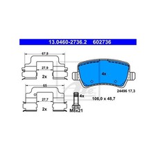 ATE 13.0460-2736.2 Bremsbeläge Hinten für Volvo V60 V70 S60 S80 XC60 XC70