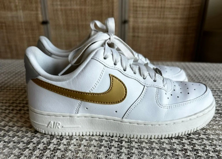 Nike Air Force 1 '07 White Metallic Gold W for sale | eBay