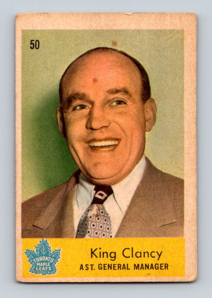 King Clancy #50 Hockey Cards 1959 Parkhurst trading card — raw and PSA graded price guide
