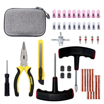 45Pcs Tire Repair Kit with Plugs & Rubber Nail, Professional Heavy Gray