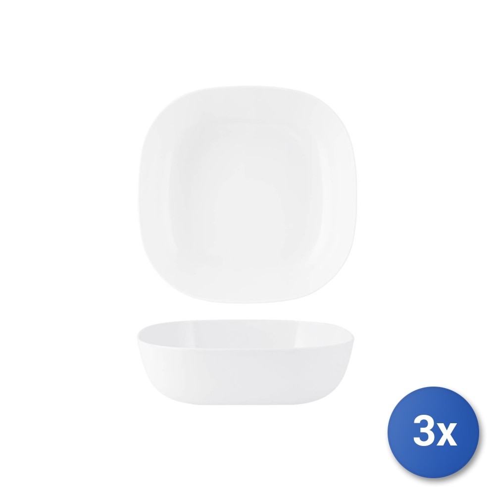 3X H&H Square Low Melamine Salad Bowls 25Cm